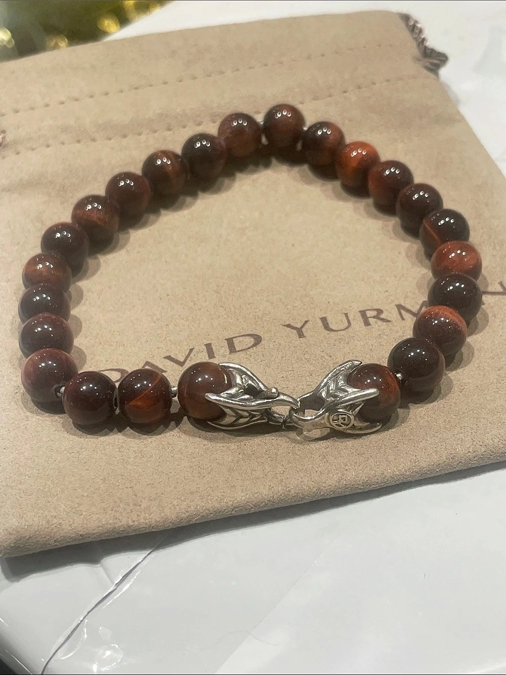 David Yurman Spiritual Beads Bracelet in Sterling Silver with Red Tiger's Eye